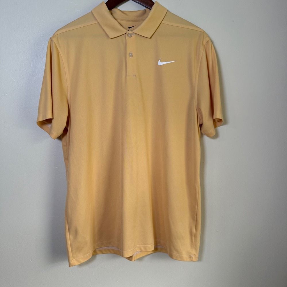 Nike Dri-FIT Standard‎ Fit Performance Golf Polo Shirt Size Large Yellow